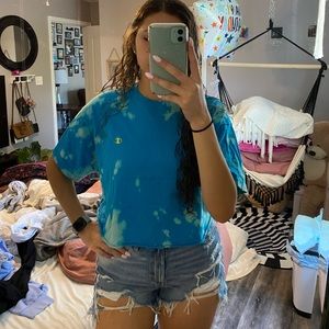Blue acid wash tee